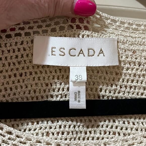 ESCADA Sequin Open Knit Sweater Gold Beige Women’s Size 38 Medium - Picture 3 of 5